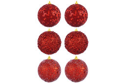 Набор 6 новогодних шаров 9,5*9,5 см Красный - Elan gallery фото 4