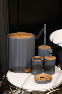 Trendyolmilla Home 3lu Plastik Ahsap Gorunum Detayl? Sabunluk Banyo Seti TPHSS25BST00005  фото 4