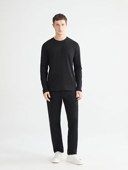 Bisiklet Yaka Uzun Kollu Bask?l? Erkek Ti??rt