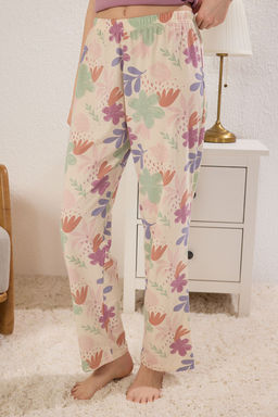 Trendyolmilla Pembe %100 Pamuklu Cicekli Sloganl? Orme Pijama Tak?m? THMSS25PT00378  фото 7