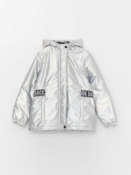 Kap??onlu Bask?l? K?z ?ocuk ?i?me Mont