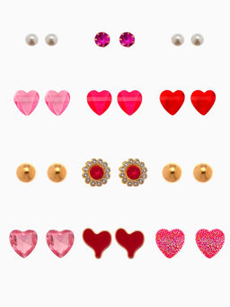 Серьги пусеты 12 пар «Сердечки» свидание, миксы