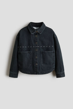 Sobrecamisa en sarga de algod?n con tachuelas