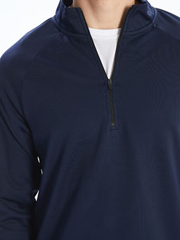 Fermuarl? Dik Yaka Uzun Kollu Erkek Sweatshirt