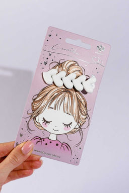 Заколка для волос зажим, арт. 71774 / 10 СЕРДЕЧКИ (в наборе: 1шт., 6,7 см, черный металл, полиэфирная смола, цвет: белый, подложка из мелованного картона + ПЭТ-пакет с европодвесом)