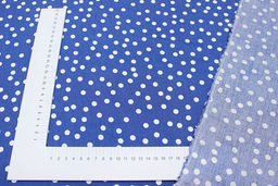 Штапель Россыпь белого гороха (7мм) цв.джинсово-синий, ш.1.45м, вискоза-100%, 90гр/м.кв - Купава фото 4