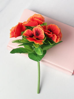 Цветок искусственный ОРАНЖЕВЫЙ Фиалка 23 см / W01316-16 /уп 12/300/600/ 738969 - ГалеонТрейд фото 2