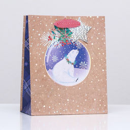 Пакет подарочный Белый медведь 18 х 22,3 х 10 см - Simaland фото 3