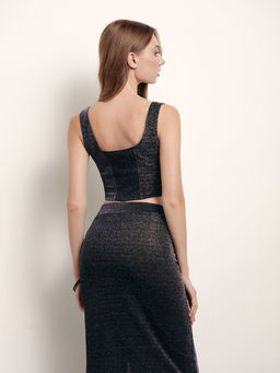 CONTE Мерцающий укороченный топ LTD 1828 silver black silver black