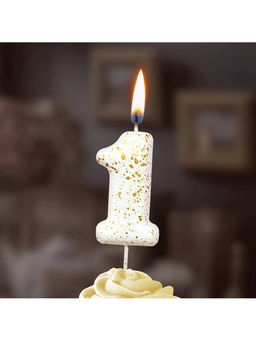Цена за 2 шт. Свеча в торт «Белые брызги», цифра 1