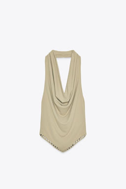 STUDDED HALTER TOP - Zara фото 6