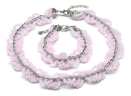 Колье и браслет из циркона с цепью цв.крем, 44см, 22см - Радуга камня фото 4