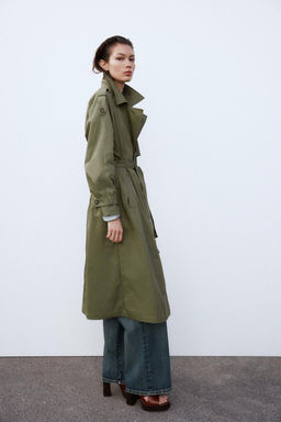 LONG DOUBLE-BREASTED TRENCH COAT WITH BELT - Zara фото 9