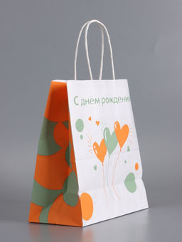 Пакеты подарочные крафт «С Днем Рождения», 22×12×25 см, набор 4 шт.