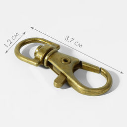 Цена за 2 шт. Карабин металлический, 37×12 мм / 9×1.7 мм, 10 шт., цвет бронзовый