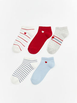 Kalp Desenli Kad?n Patik ?orap 5li