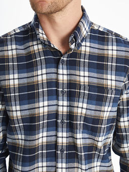 Regular Fit Uzun Kollu Ekose Gabardin Erkek G?mlek