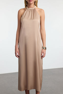 Tas A-Kesim Saten Dokuma Midi Elbise TPRAW25EL00149 - Trendyolmilla фото 4