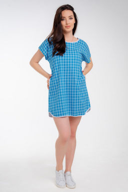 Туника женская Социал клетка голубая