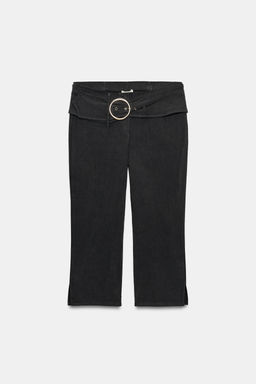 PANTAL?N CAPRI CINTUR?N / Gris oscuro - Zara фото 8