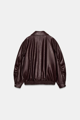 CAZADORA BOMBER EFECTO PIEL / Burgundy - Zara фото 11