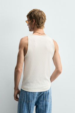 TANK T-SHIRT WITH CONTRAST TOPSTITCHING - Zara фото 3