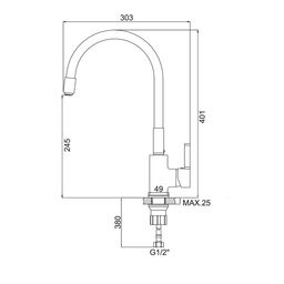 Смеситель для кухни Accoona A9890M, однорычажный, силиконовый излив, синий/хром