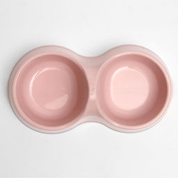 Цена за 2 шт. Миска двойная «Мур-мяу» 22.5 см × 13 см × 6 см, 0.2 л, пластик, розовая