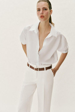TROUSERS WITH TURN-UP CUFFS AND BELT - Zara фото 38