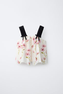 TOP ESTAMPADO FLORES / Rosa / Blanco - Zara фото 3