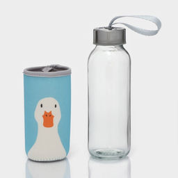 Бутылка для воды «Гусь», 300 мл, 6×17 мл, в чехле, стекло, голубая, прозрачная