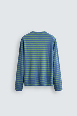 CAMISETA JACQUARD RAYAS / Azul