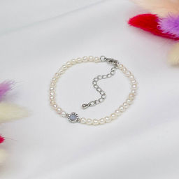 Браслет из Жемчуга и Голубого агата 18 см +