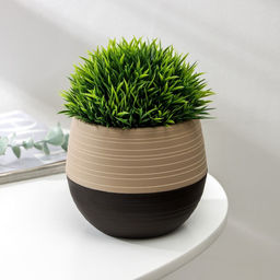 Горшок для цветов с поддоном СибПолимер «Дуэт», 500 мл, пластиковый, шоколадный-кофе с молоком