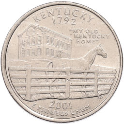 Монета 1/4 доллара (25 центов) 2001 года D США Штаты и территории  Кентуки