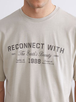 Bisiklet Yaka Bask?l? Penye Erkek Ti??rt