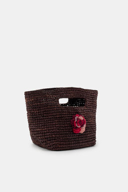 MINI BOLSO RAFIA FLOR CROCHET / Marr?n - Zara фото 4