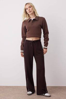 Kahverengi Wide Leg/Genis Kesim Biye Detayl? Orme Esofman Alt? TWOAW26EA00012 - Trendyolmilla фото 2