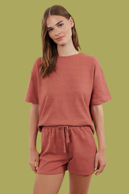 Trendyolmilla Siyah Waffle Kumas Sortlu Orme Pijama Tak?m? THMSS22PT0524  фото 48