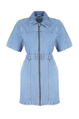 TRENDYOLMILLA Mavi Fermuar Detayl? Mini Denim Elbise TWOSS24EL00367  фото 7