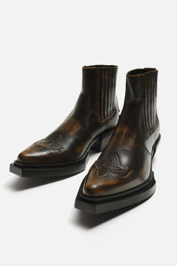 LEATHER COWBOY BOOTS - Zara фото 6