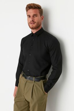 TRENDYOL MAN Siyah Erkek Slim Fit Basic Oxford Klasik Kolay Utulenebilir Gomlek TMNAW23GO00039