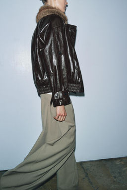 SHINY FAUX FUR COLLAR JACKET ZW COLLECTION - Zara фото 6