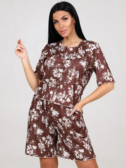 429 ДОМАШНИЙ КОСТЮМ ЖЕНСКИЙ (шорты) (Коричневый)