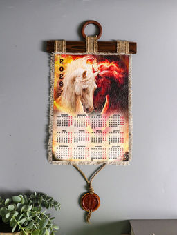 Декор настенный, панно Календарь подвесной 2026. Слияние лошадей, 23.5?52 см