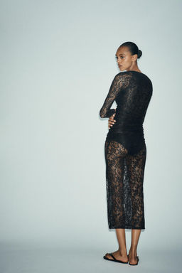 LACE MIDI DRESS WITH CUFFS - Zara фото 13