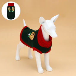 Свитер для животных Рога удачи, размер L (ДС 35 см, ОШ 29, ОГ 29-49), зелёный - Пижон фото 3