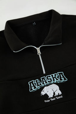 TRENDYOL MAN Siyah Oversize/Genis Kesim Animal Nak?sl? Dik Yaka Fermuarl? Sweatshirt TMNAW25SW00051 - Trendyolmilla фото 3