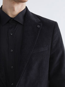 Standart Kal?p Kadife Erkek Blazer Ceket