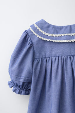 BLUSA PUNTILLAS CONTRASTE / Azul / Marino - Zara фото 5